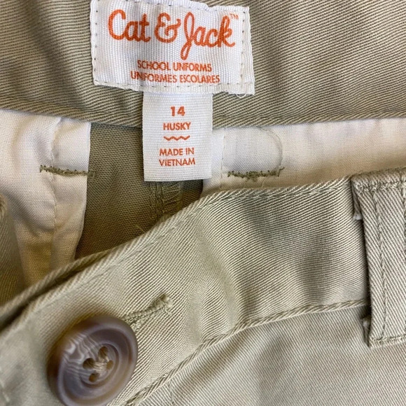 Cat & Jack boys flat front khaki pants Sz 14 husky - Picture 3 of 3